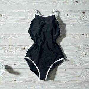 Shade & Shore Black One Piece with White Accents
